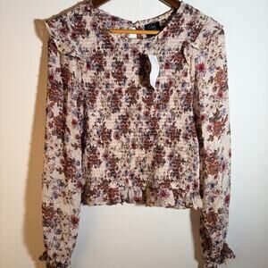 NWT Floral Smocked Blouse - Multicolor